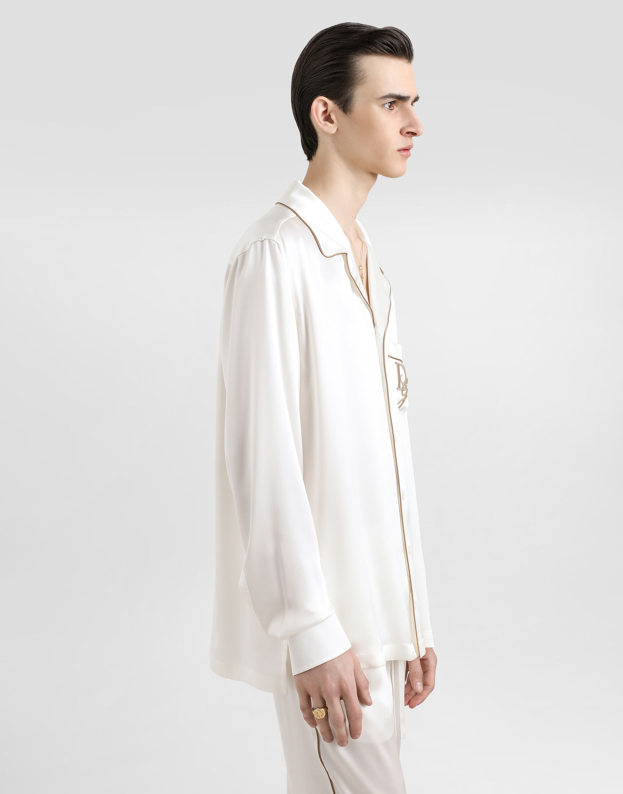 Silk vanity shirt with logo embroidery - 5