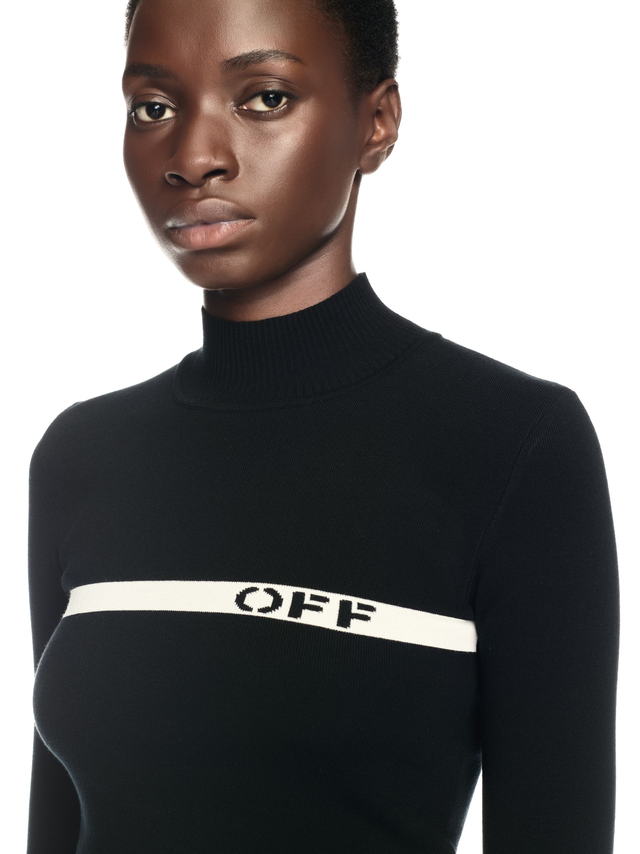 Black Logo Stripe L/s Mockneck - 5