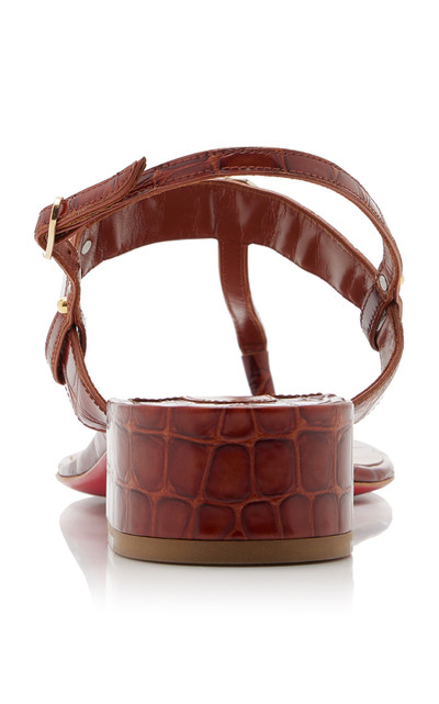 Christian Louboutin MJ Thong 25mm Croc-Embossed Leather Sandals brown outlook