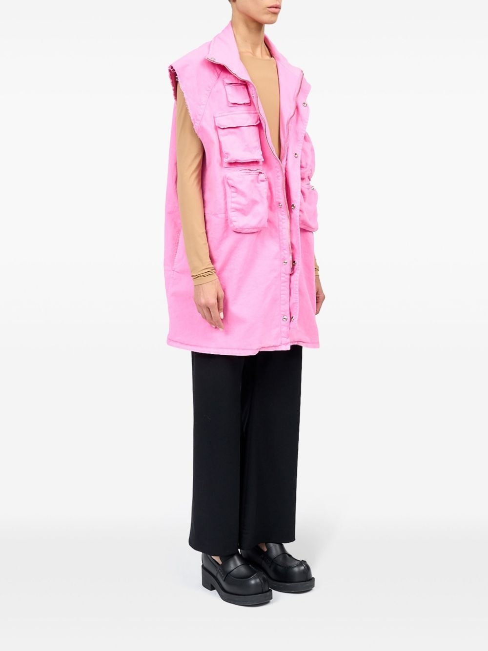stitch-logo cotton-blend gilet - 3