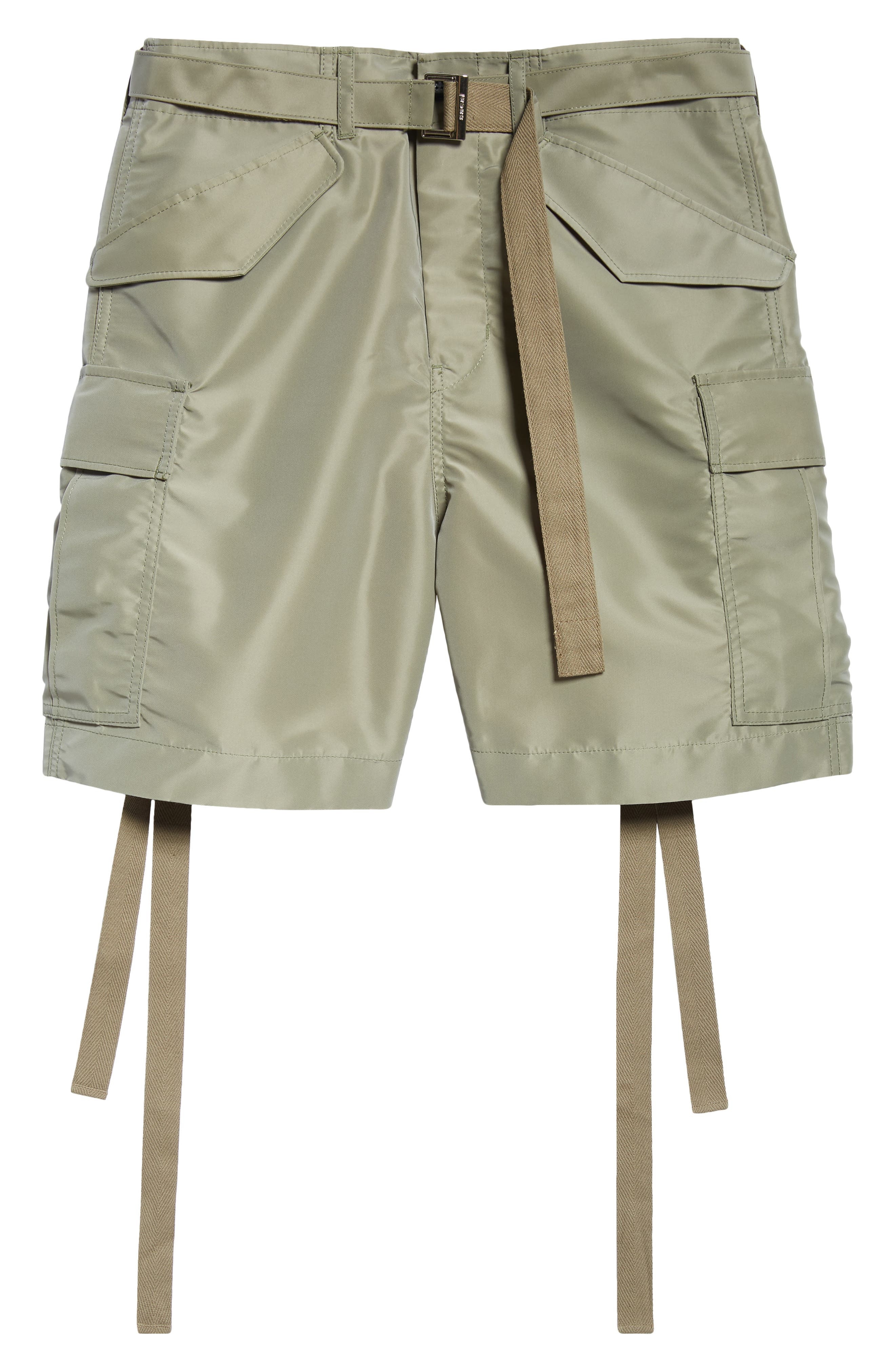 Sacai Nylon Twill Cargo Shorts in Khaki at Nordstrom - 6