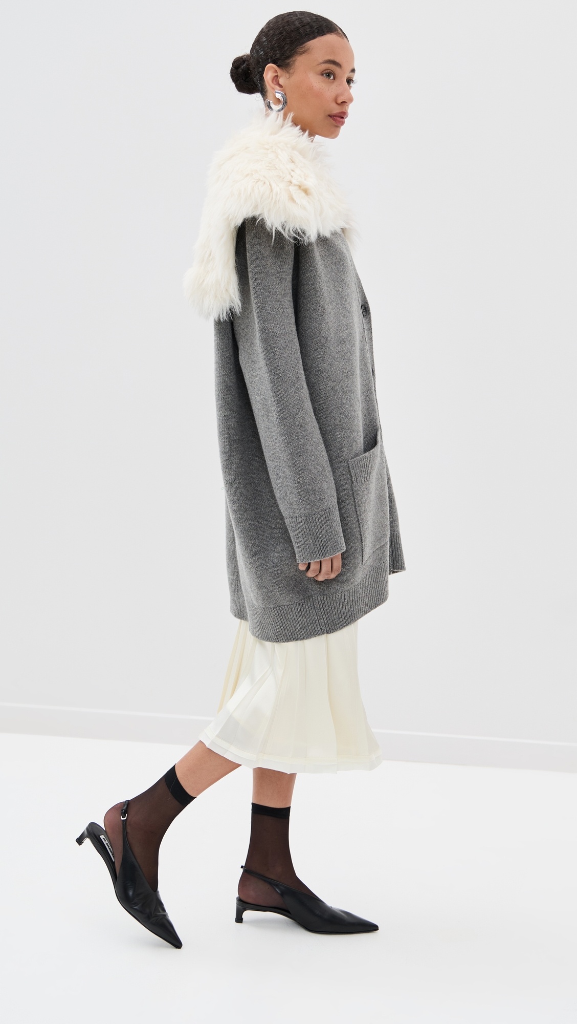 V Neck Mid Length Cardigan - 4