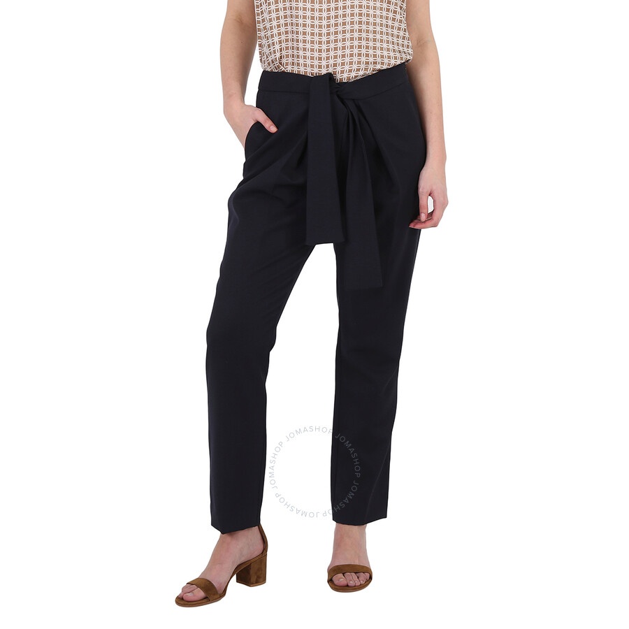 Victoria Beckham Ladies Pants Navy Front Tie Pant - 3
