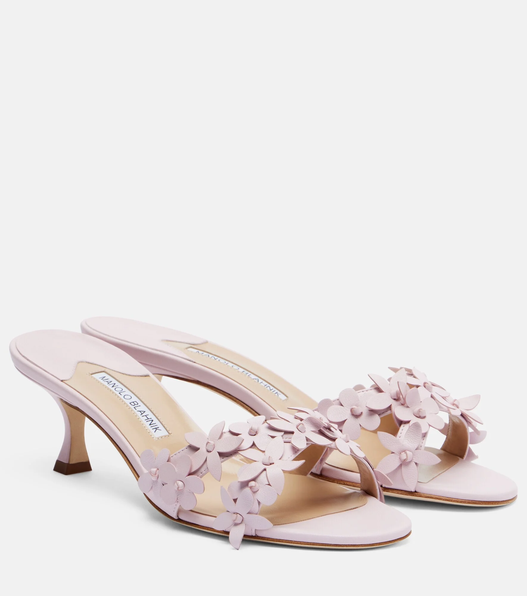 Anista floral-appliqué leather mules - 1
