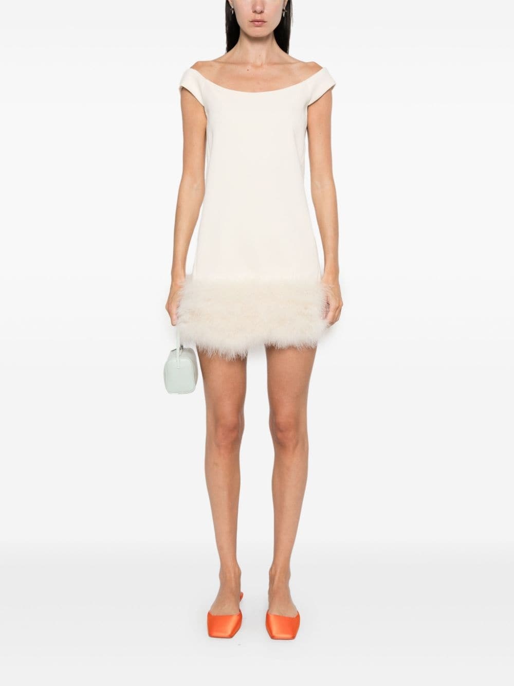 marabou-feathers crepe mini dress - 2