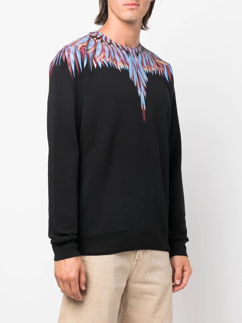 wings-print crew neck sweatshirt - 3