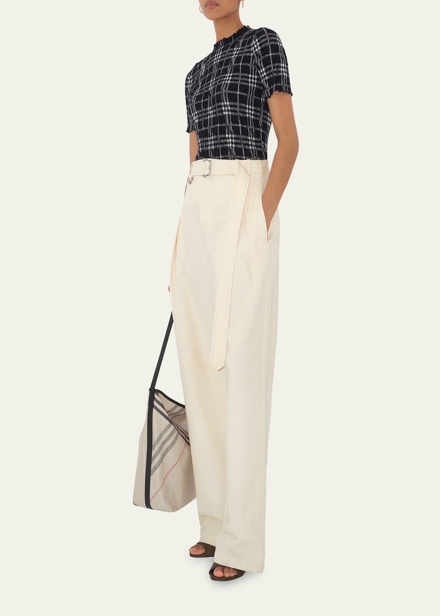 Check Short-Sleeve Crinkle Top - 2