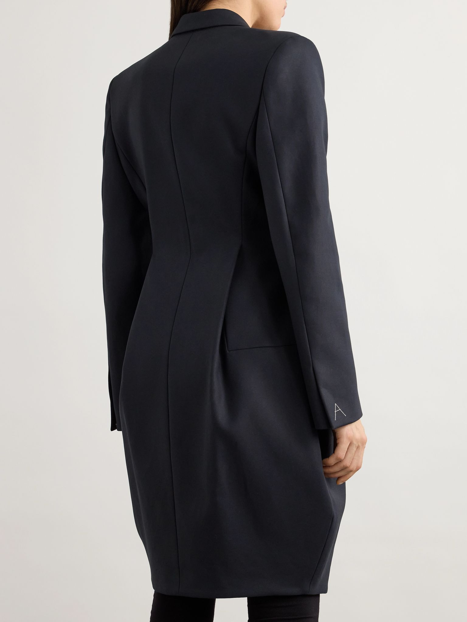 Double-breasted cotton blazer Navy - 4