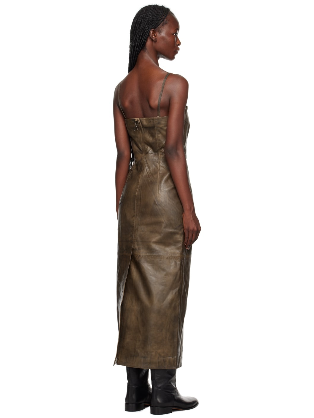 Brown Darted Midi Dress - 3