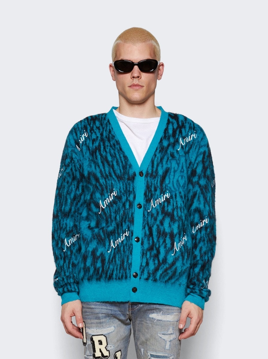 Mohair Cheetah Cardigan Aqua - 3