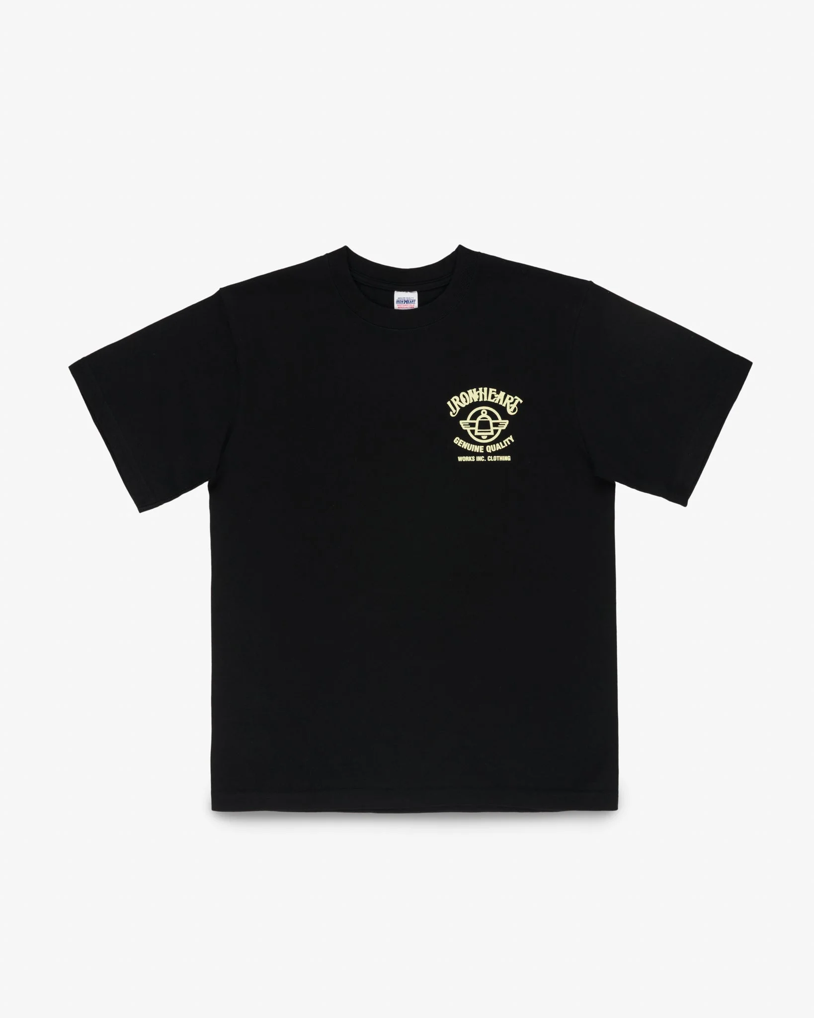 IHT-2603-BLK 7.5OZ PRINTED LOOPWHEEL CREW NECK T-SHIRT - BLACK - 1