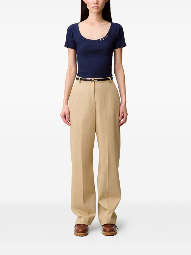 Claudie Pierlot embroidered-logo ribbed T-shirt outlook