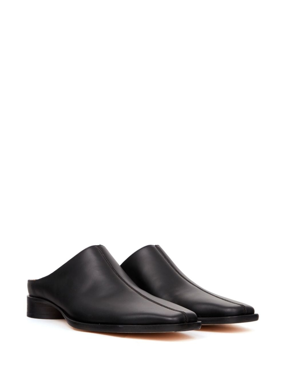 square-toe leather slippers - 2