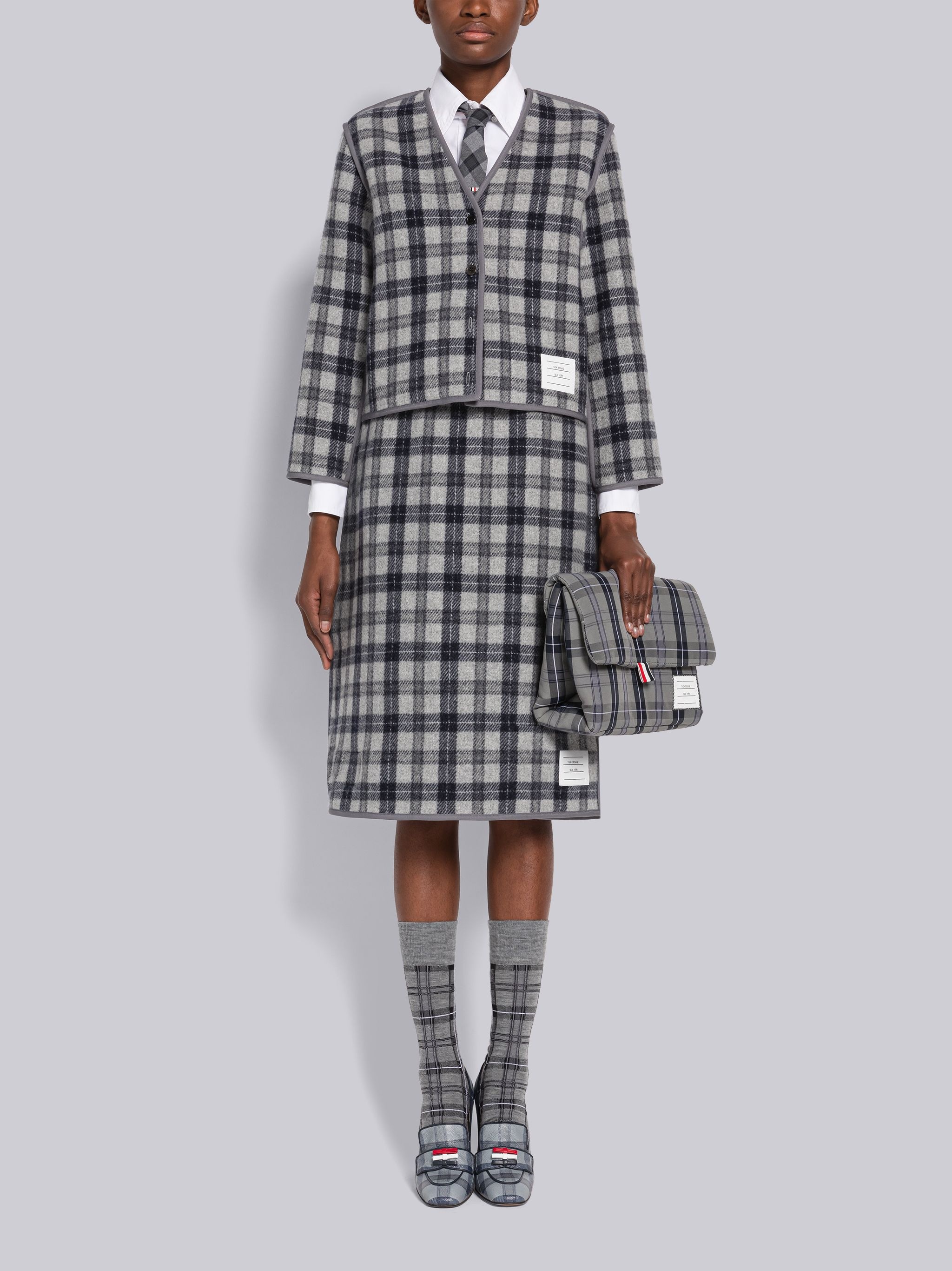 Double Face Wool Tartan Reversible Wrap Skirt - 4