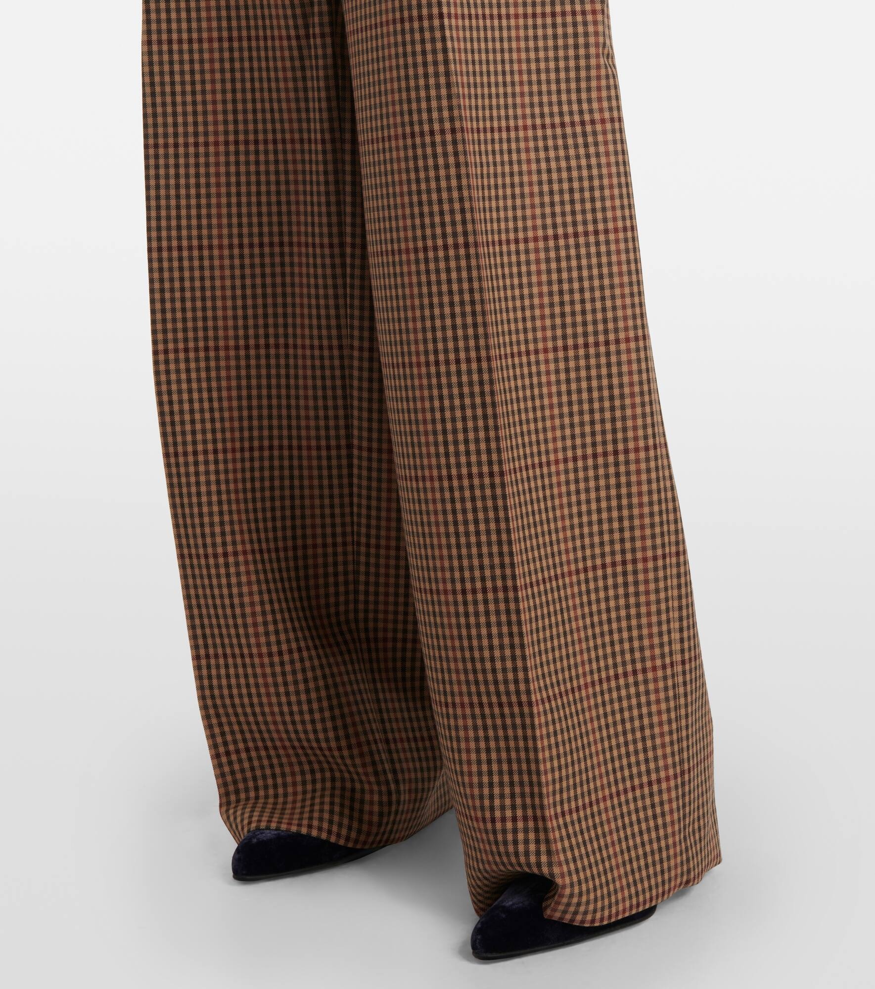 Checked wool wide-leg pants - 5