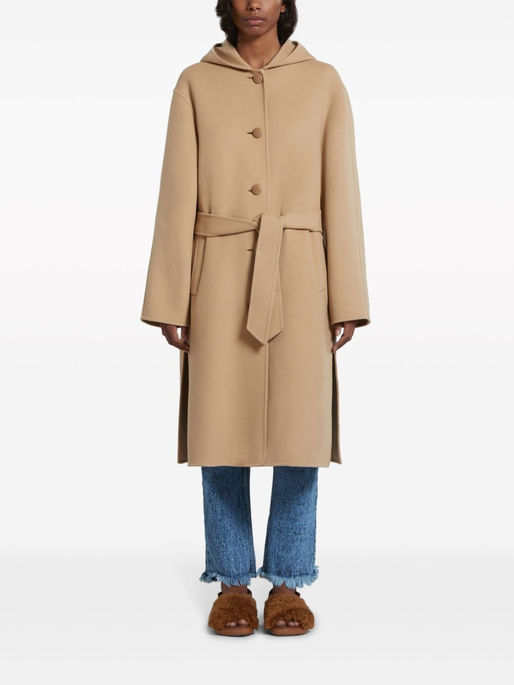 single-breasted hooded coat - 3
