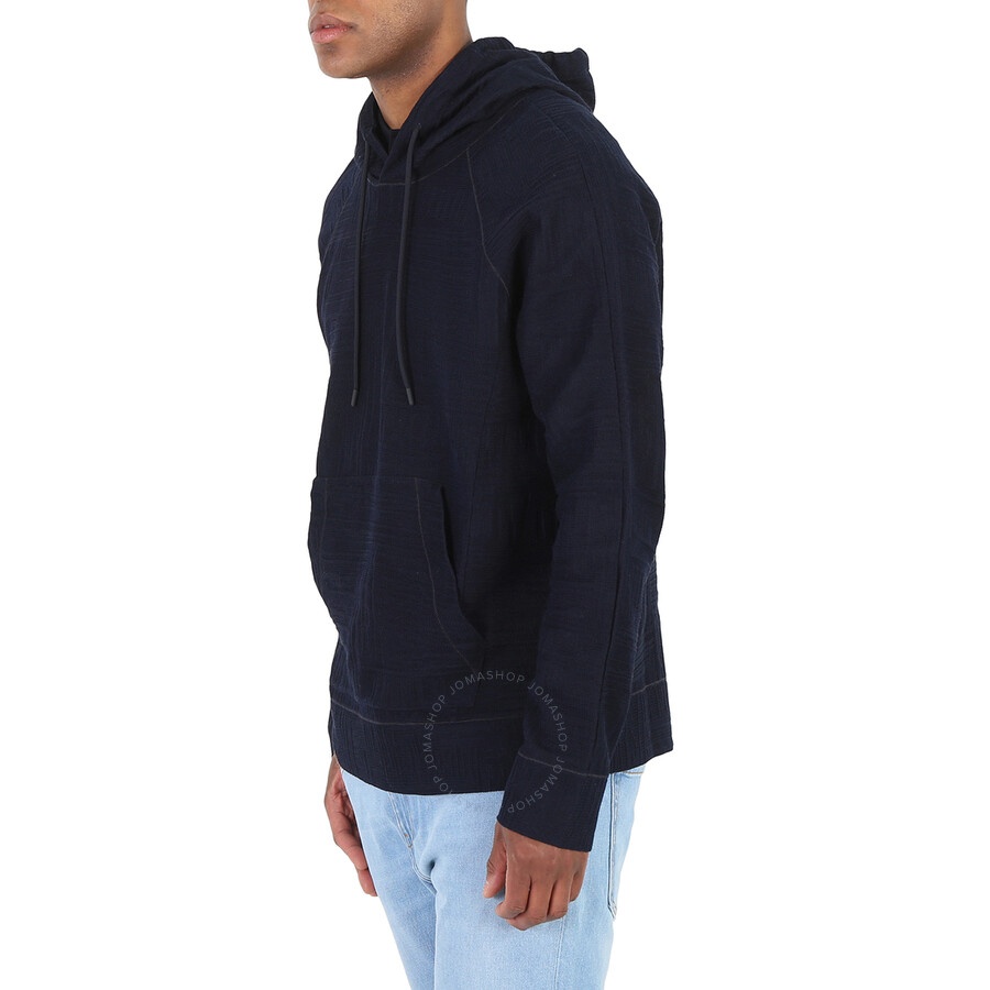 Emporio Armani Men's Blu Navy Linen-blend Hoodie - 4