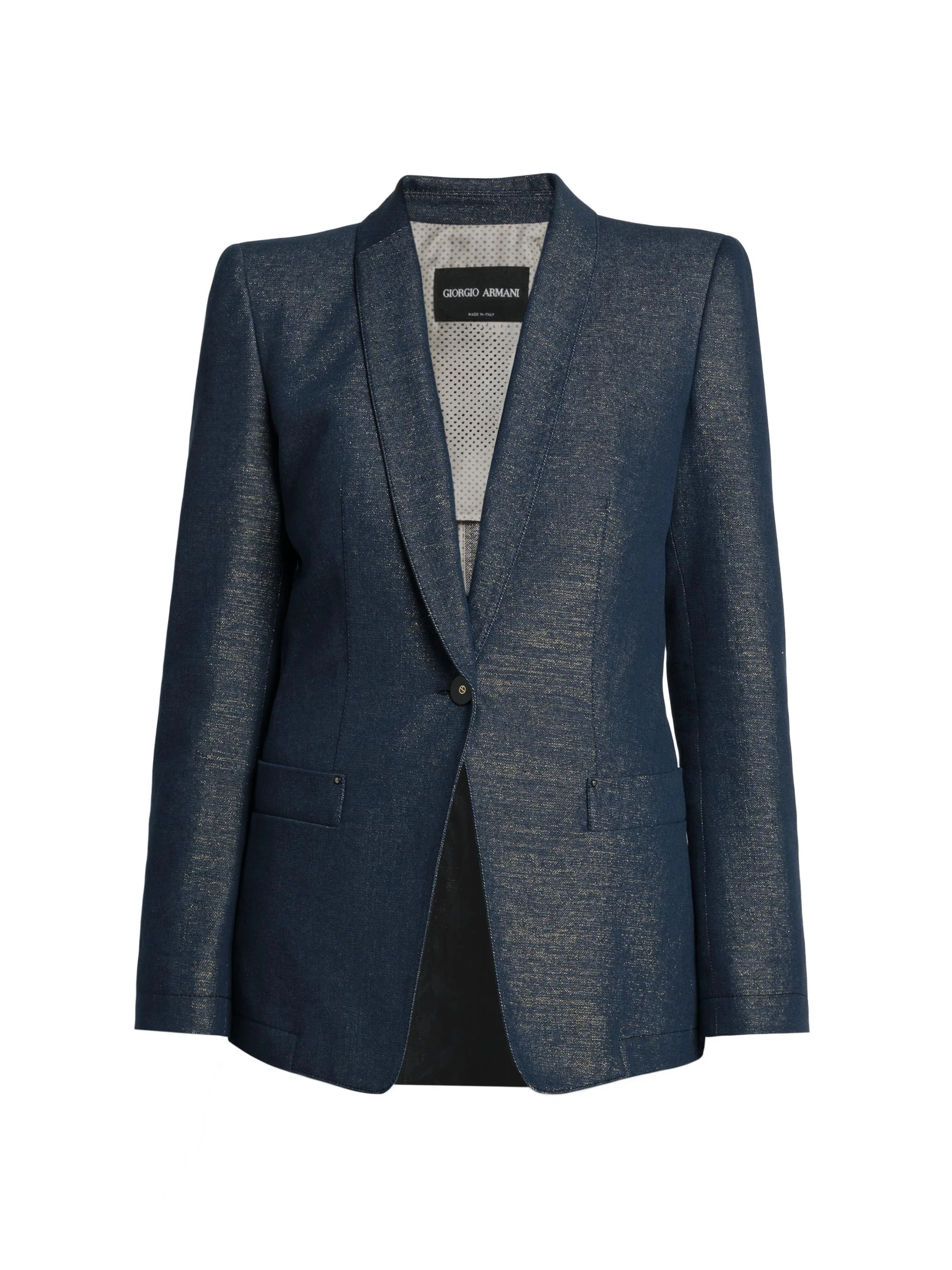 Women's Metallic Denim Blazer - Graphite - 1