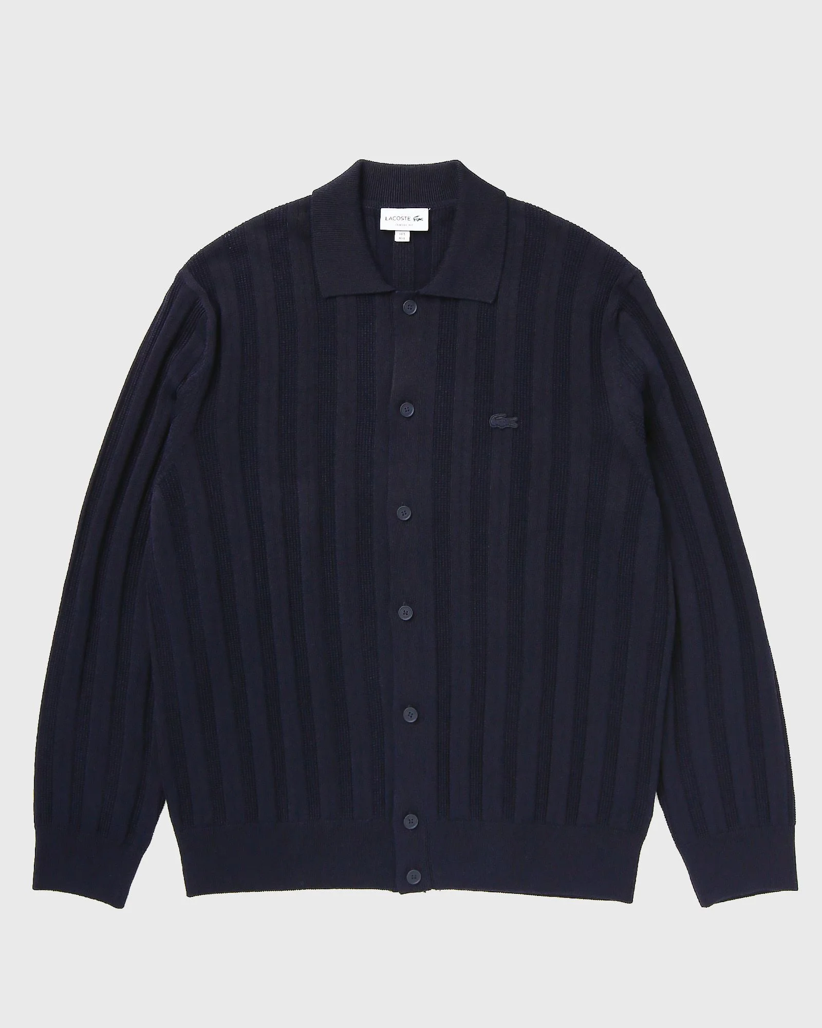 Fluid Ribbed Polo Collar Cardigan - 1