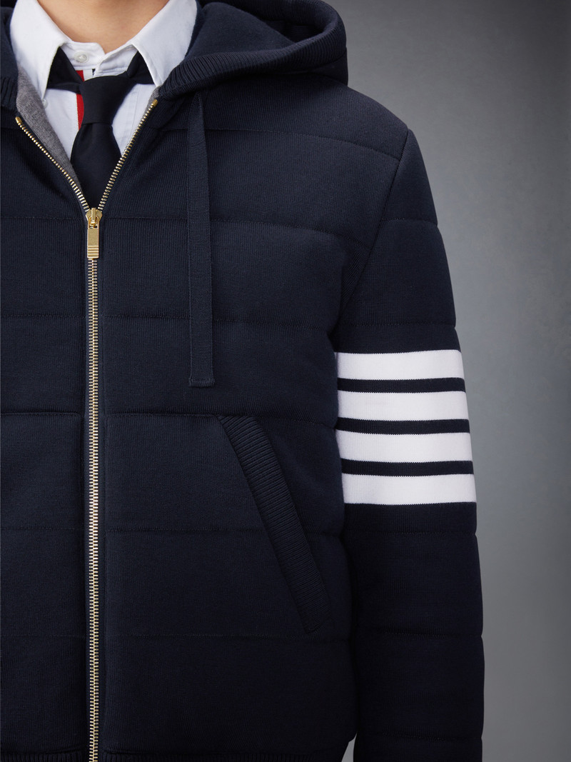 Merino Wool Jersey Stitch Padded 4-Bar Zip up Hoodie 7