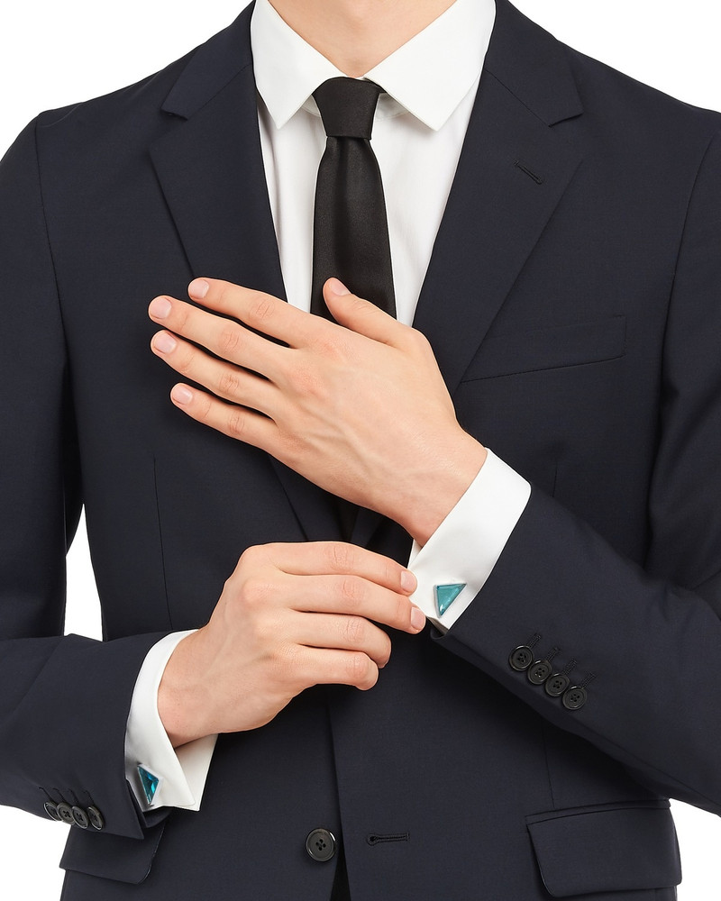 Prada Silver cufflinks with hard stone outlook