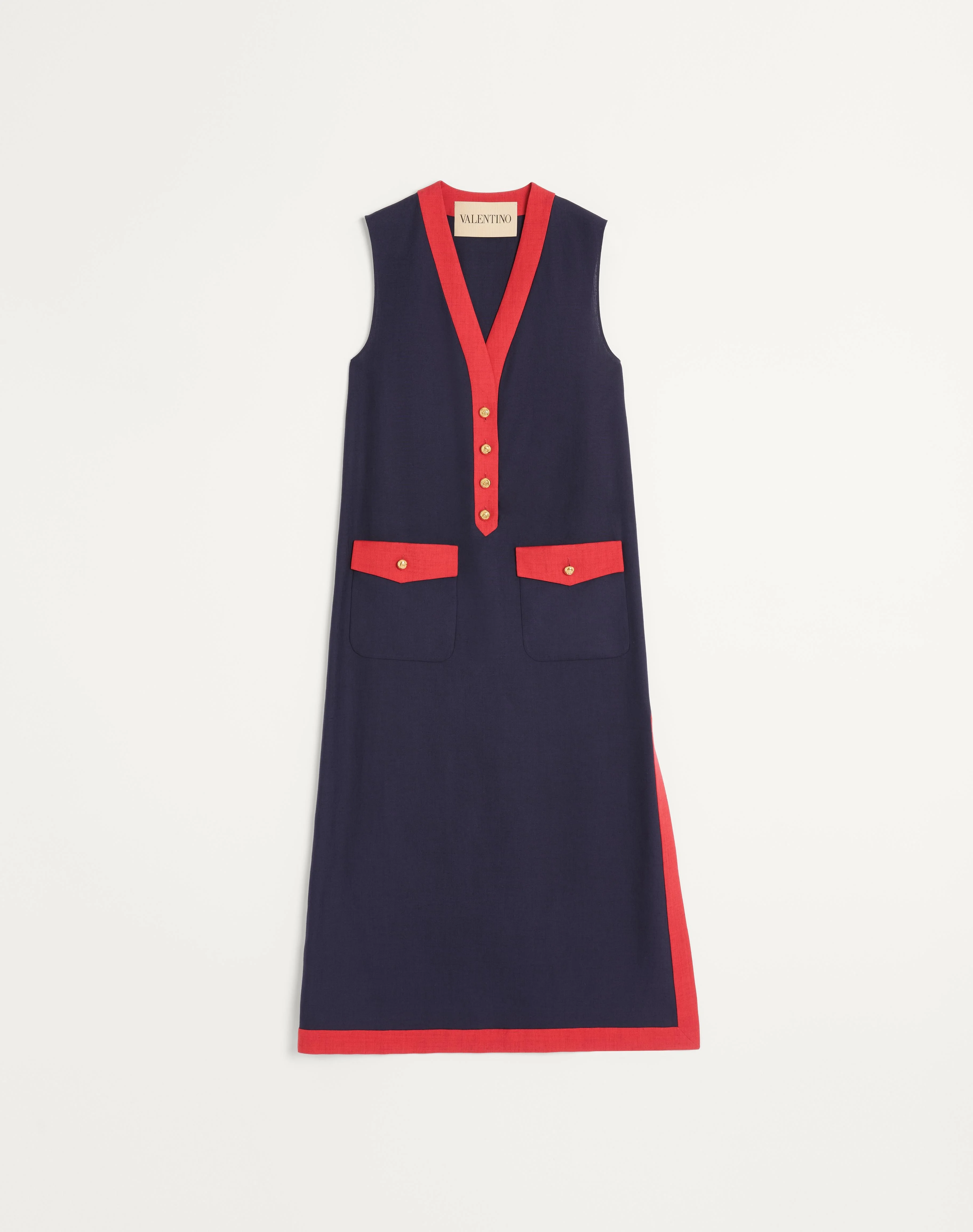VISCOSE LINEN MIDI DRESS - 1