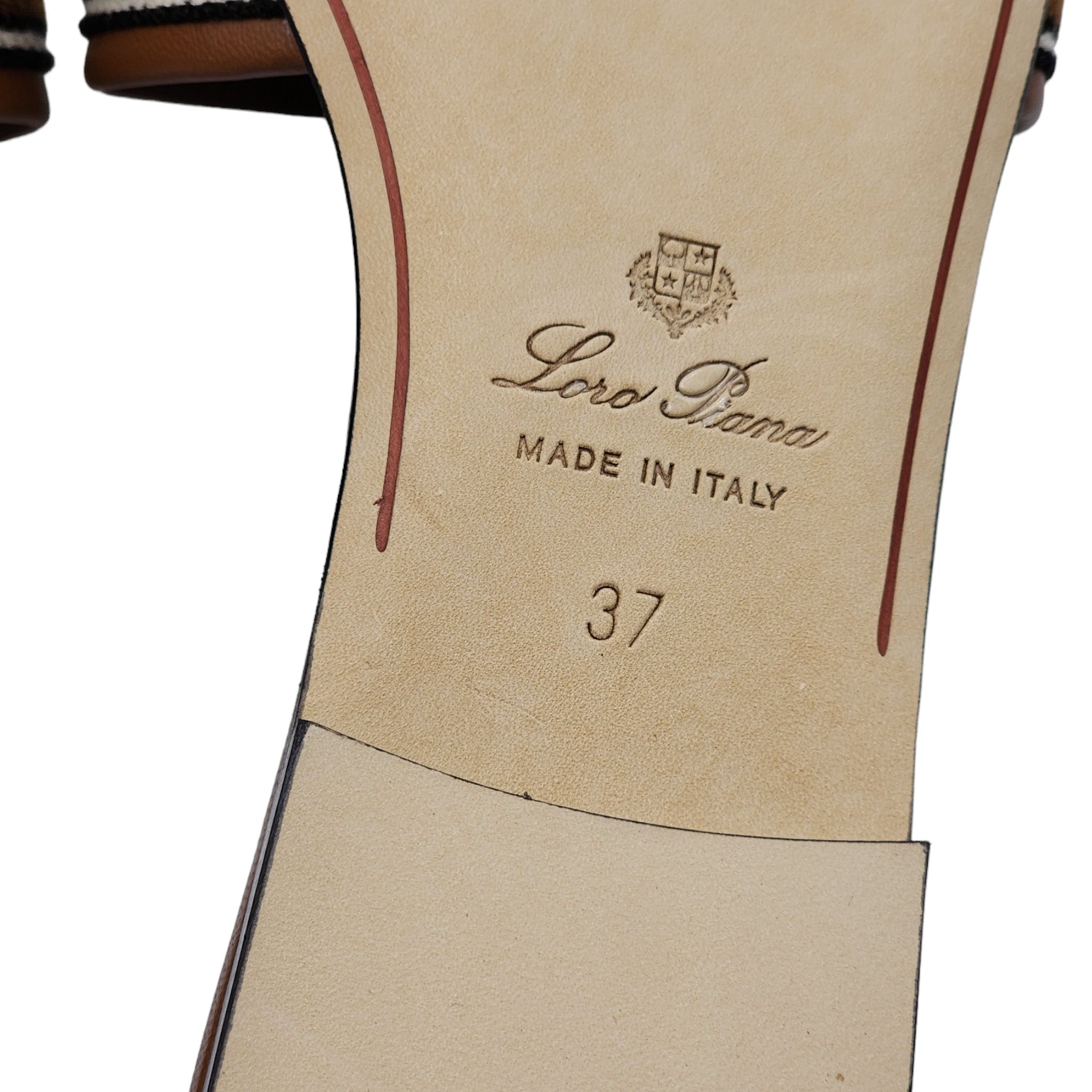 Loro Piana The Suitcase Stripe Flat Sandals in Brown - 11