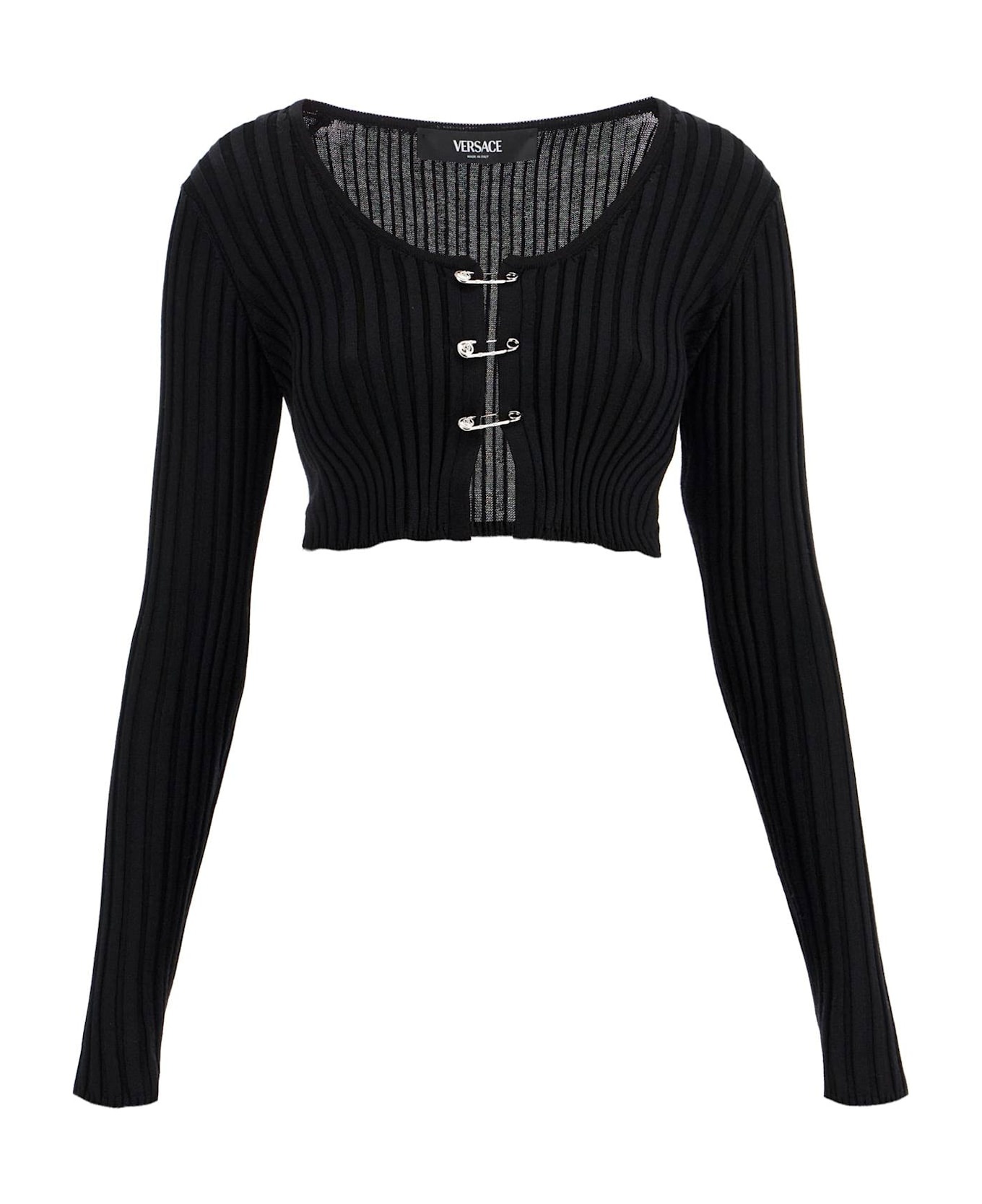 トップス vintage made in italyVERSACE cardigun ea V Allover Jacquard Knit Crop Cardigan | VERSACE US