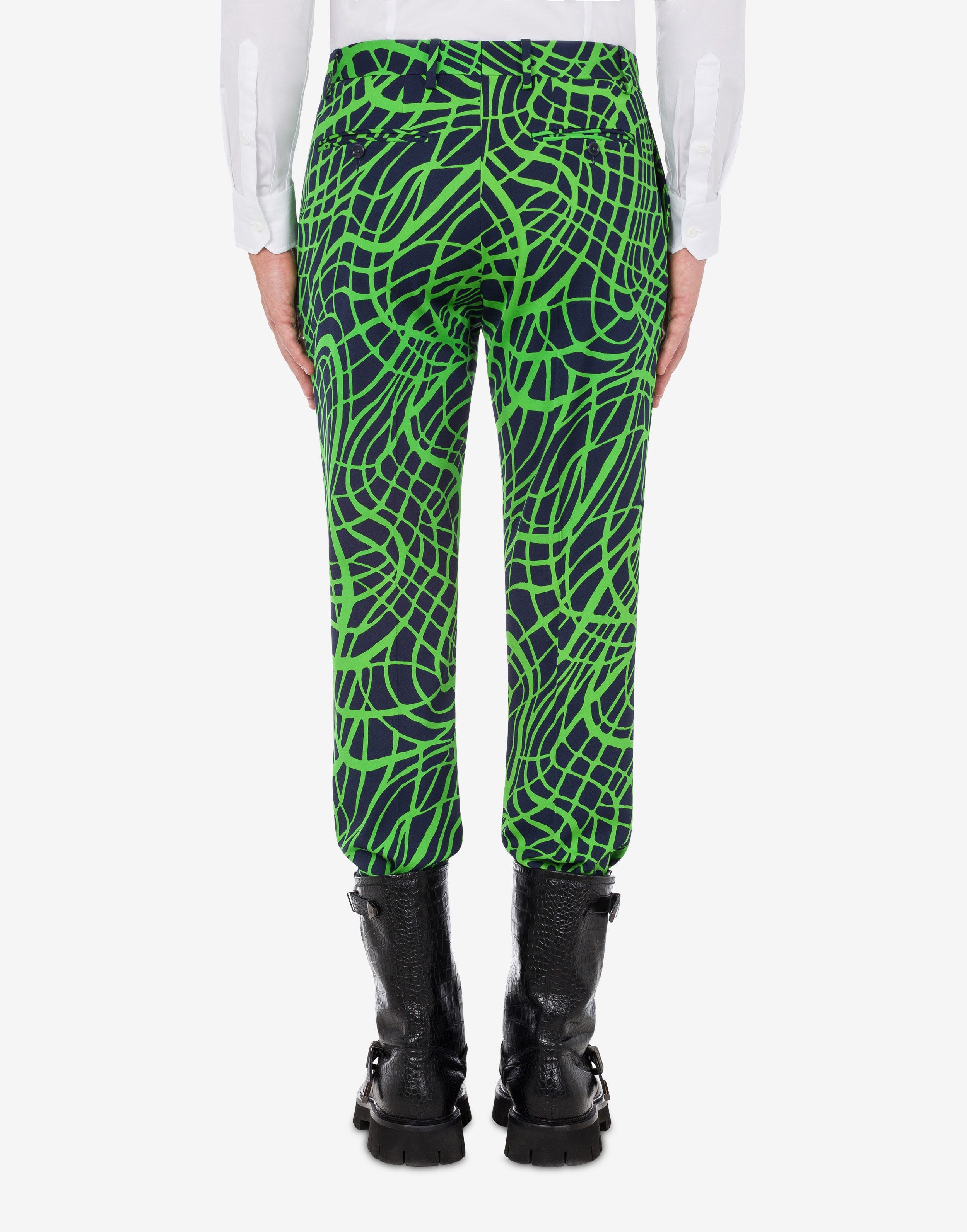 WAVE LINE PRINT WOOL AND VISCOSE TROUSERS - 3