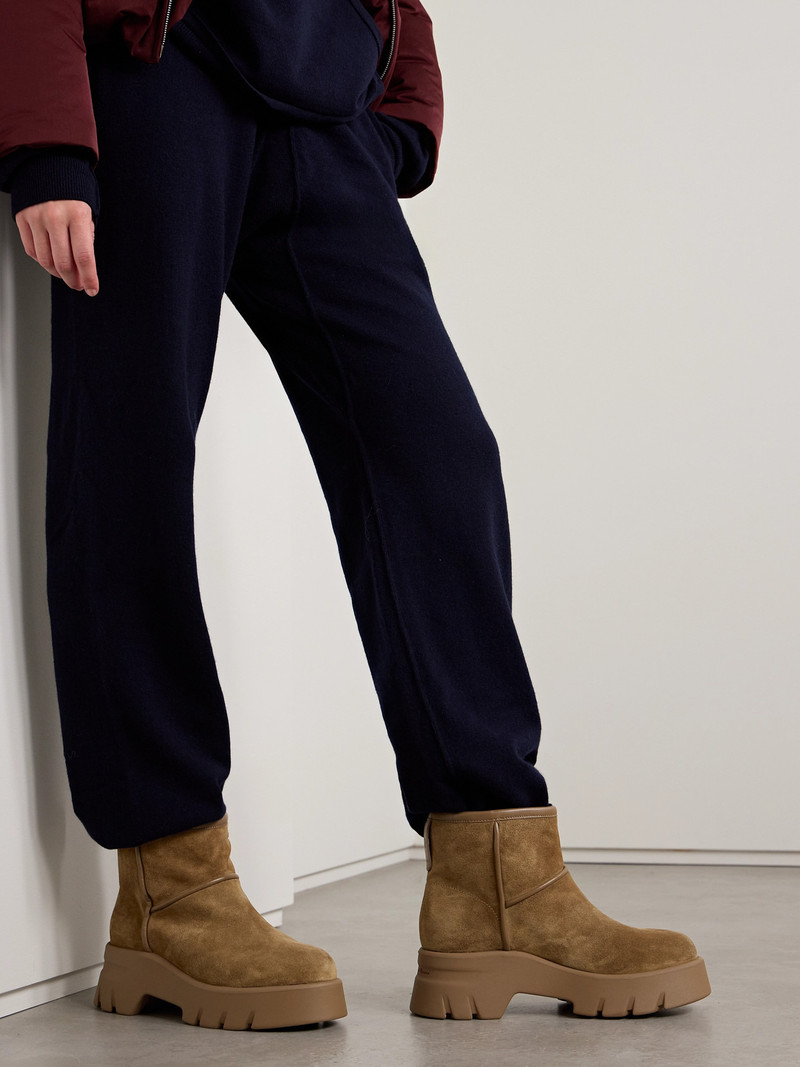 Gianvito Rossi Stormy 50 Shearling-lined Leather-trimmed Suede Ankle Boots outlook