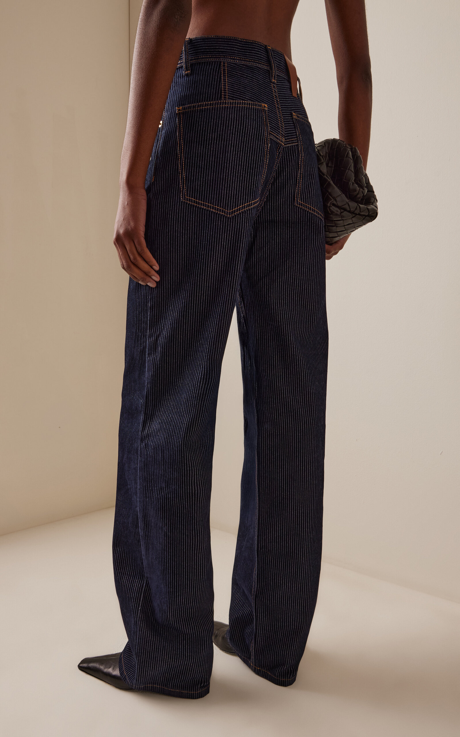 Lu Metallic-Corduroy Straight-Leg Jeans dark wash - 4