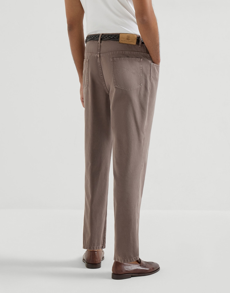 Brunello Cucinelli Garment-dyed five-pocket trousers in twisted cotton gabardine outlook