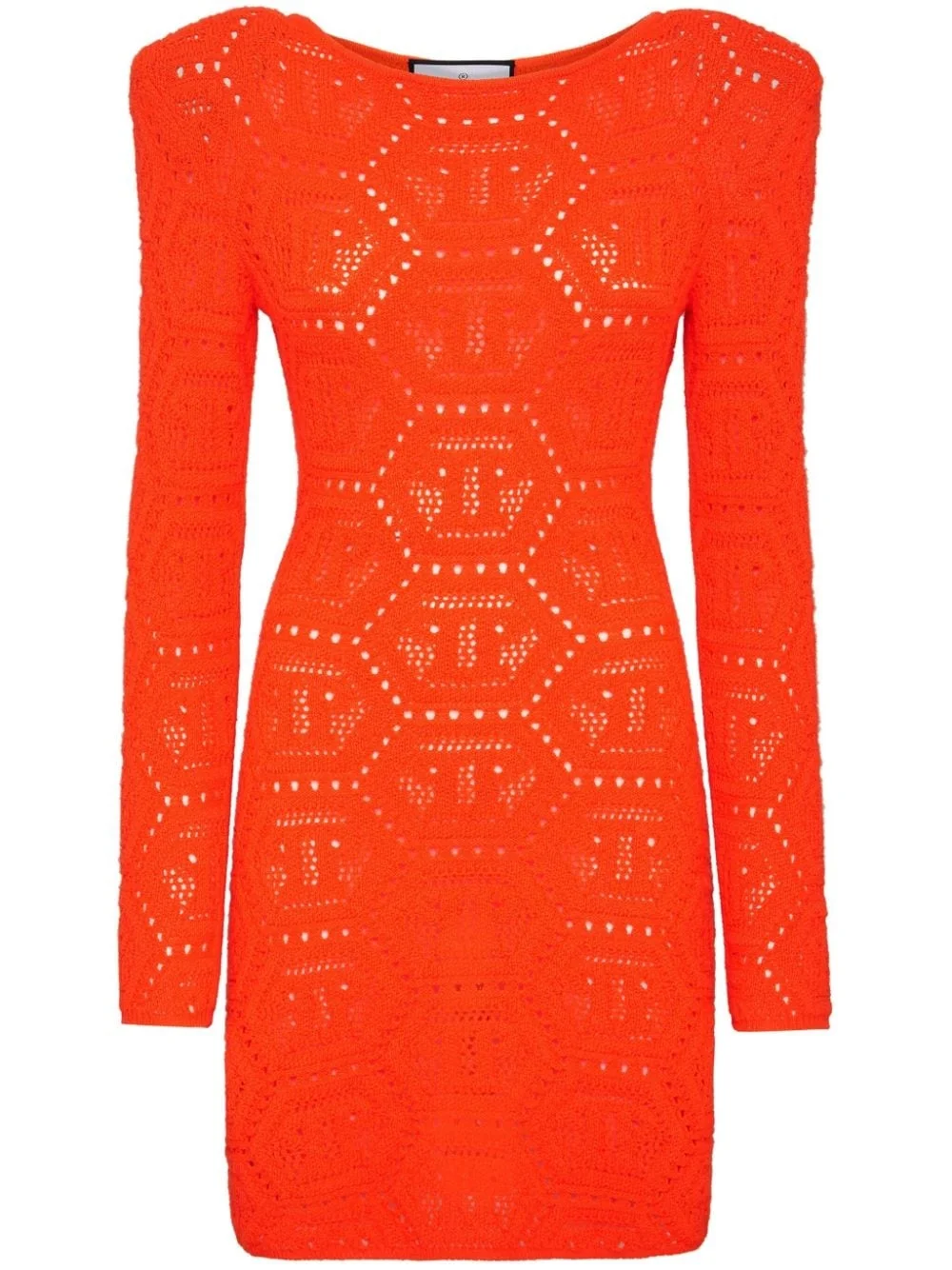 monogram-intarsia shoulder-pads minidress - 1