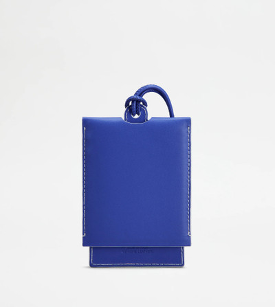 Tod's TOD'S NECK CARD HOLDER IN LEATHER SMALL - BLUE outlook