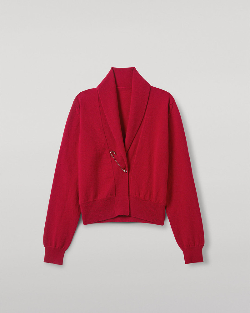 Crathie Red Shawl Cashmere Cardigan 1