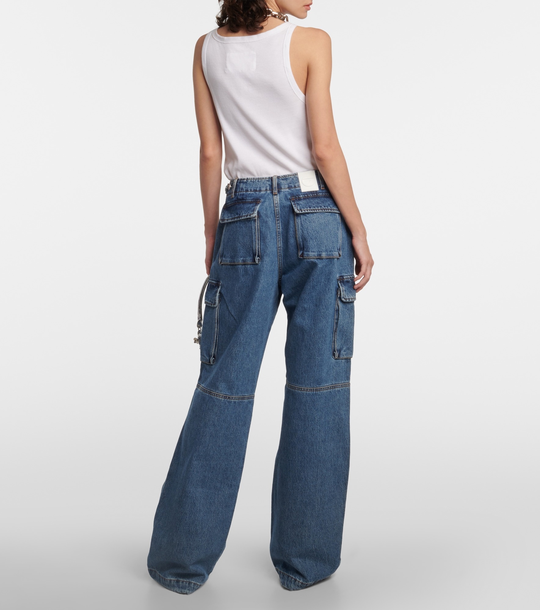 Wide-leg denim cargo pants - 3