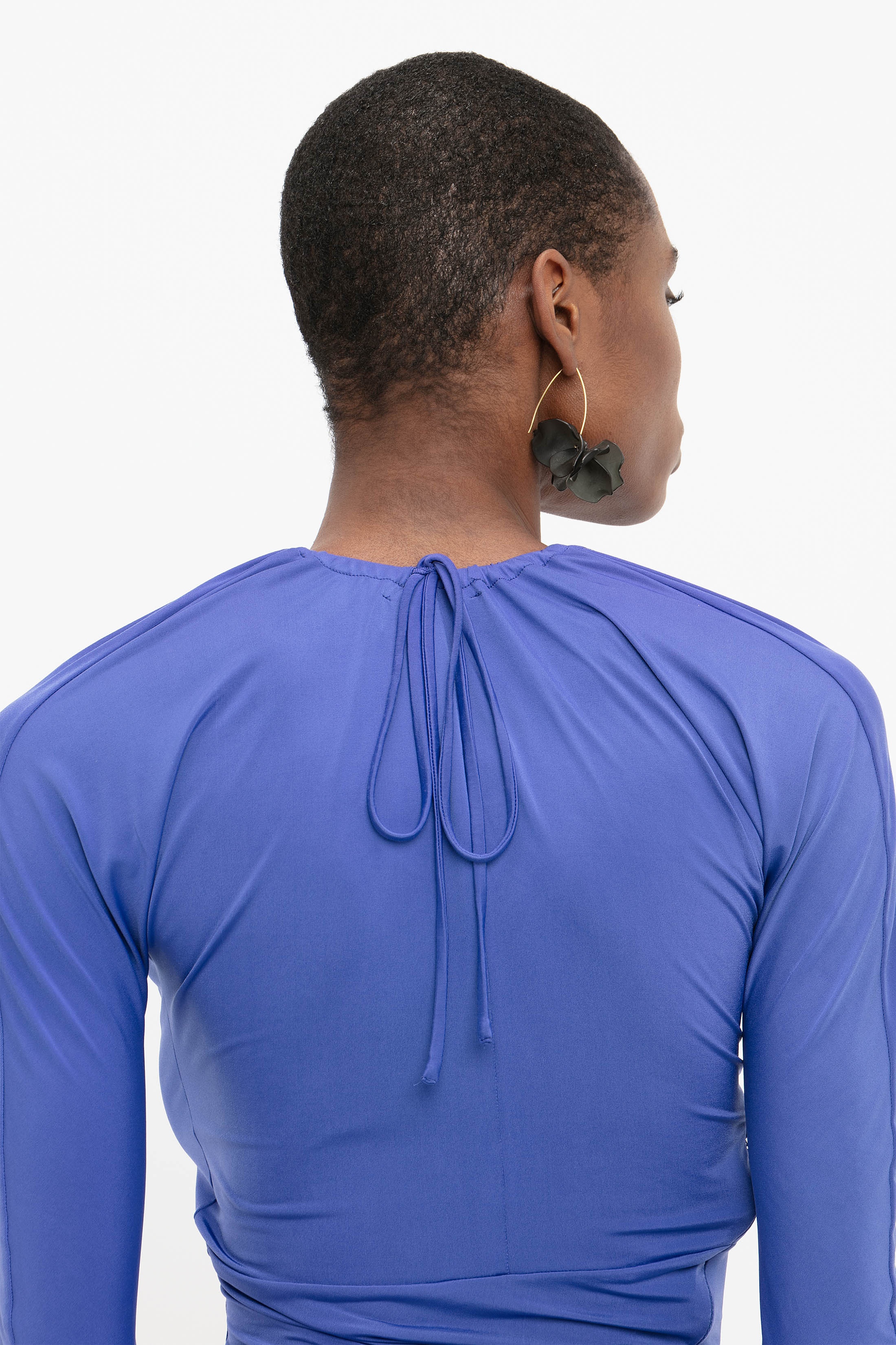 Long Sleeve Fitted Dress In Iris Blue - 6