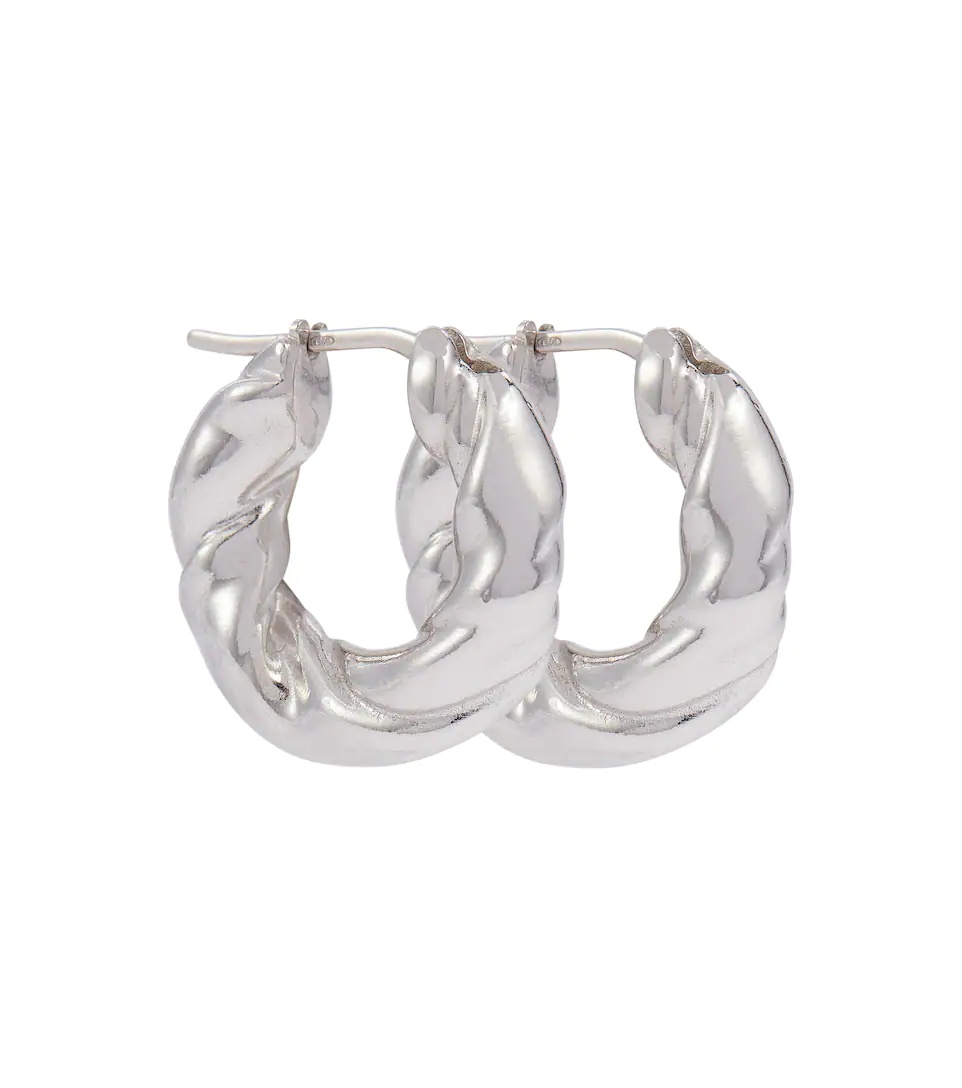 Twisted sterling silver hoop earrings - 1
