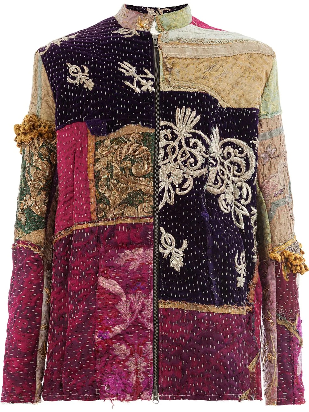 embroidered patchwork jacket - 1