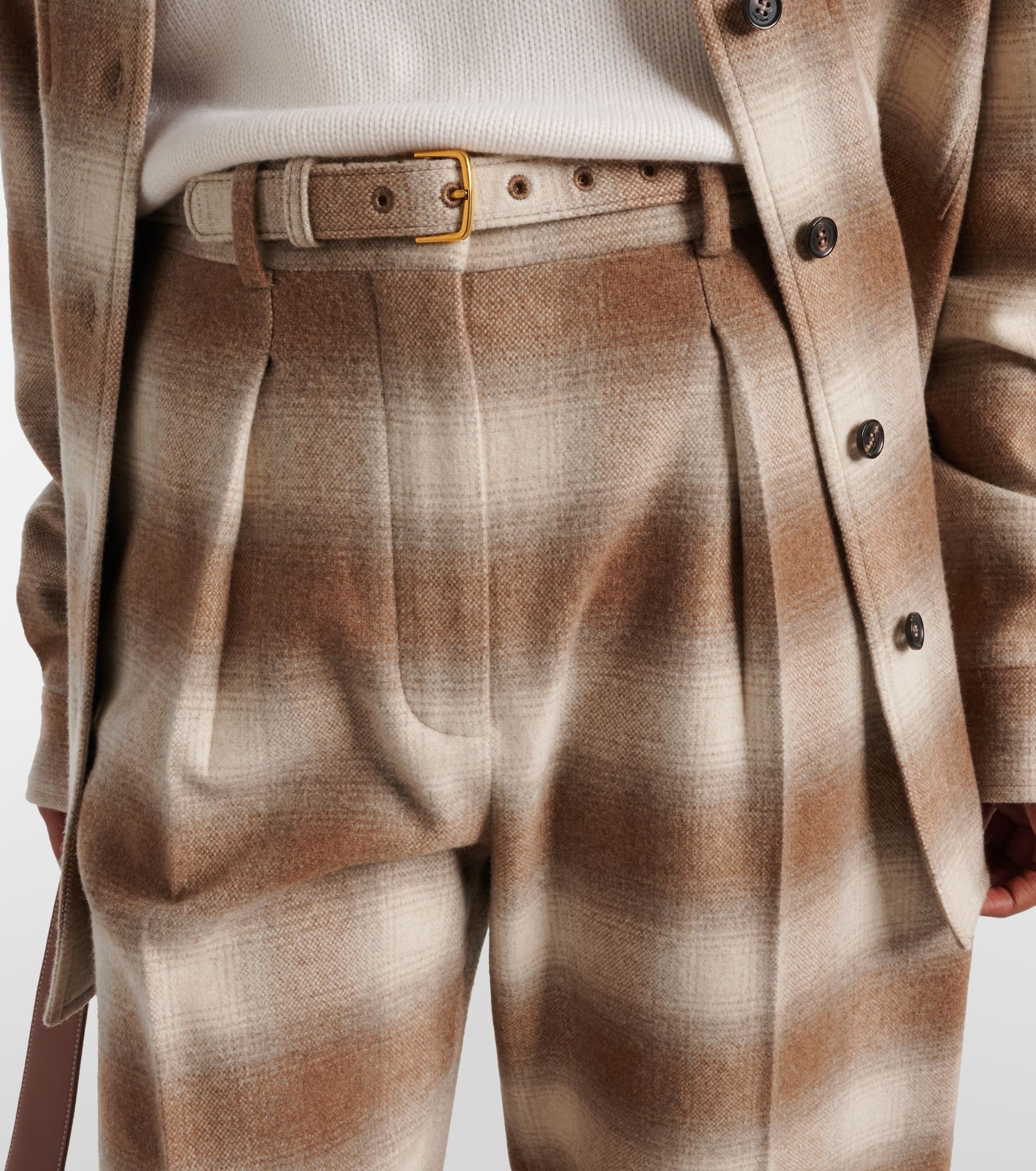 Edward checked flannel wide-leg pants - 4