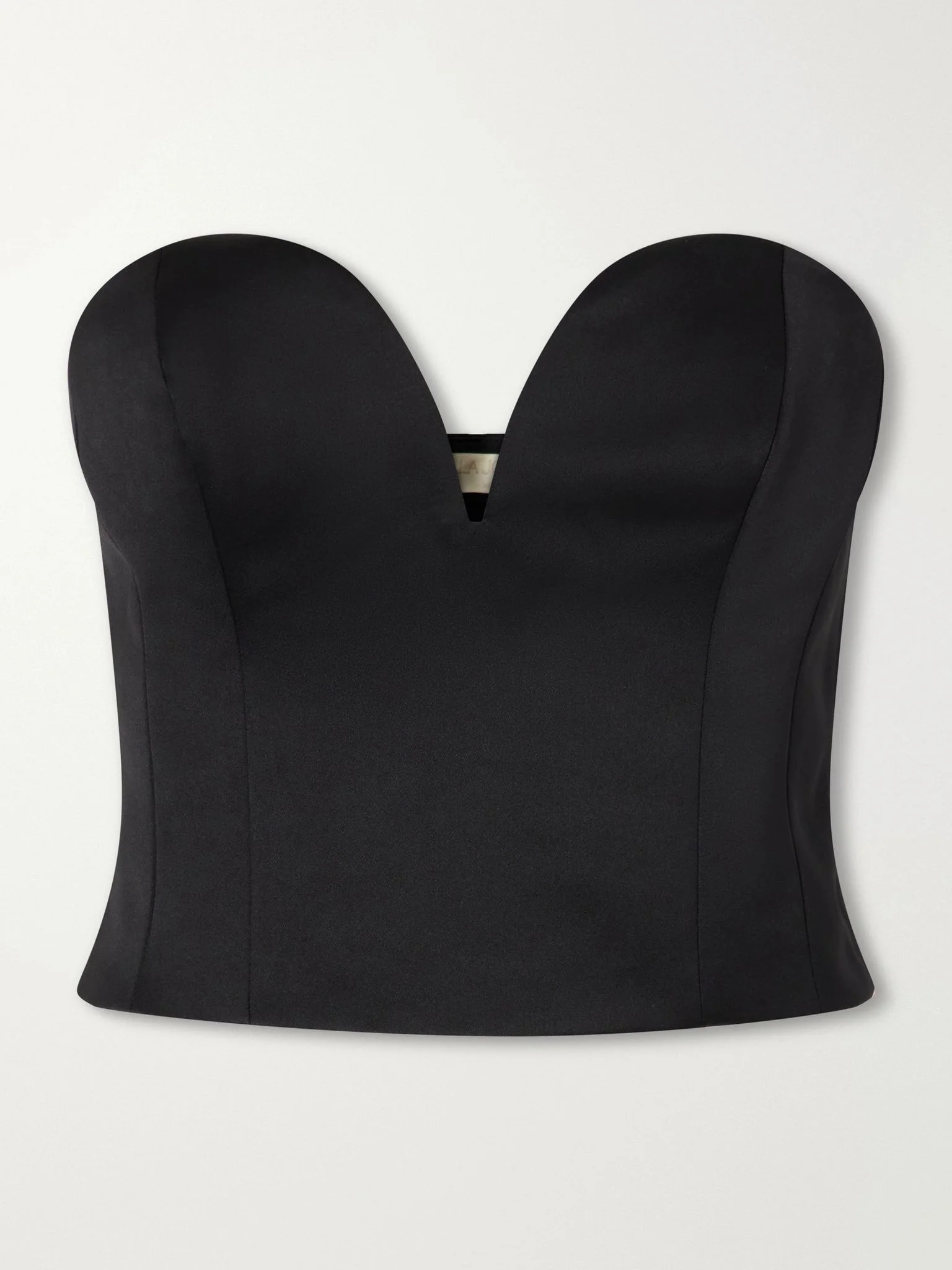 Ottavia strapless duchess-satin bustier top Black - 1