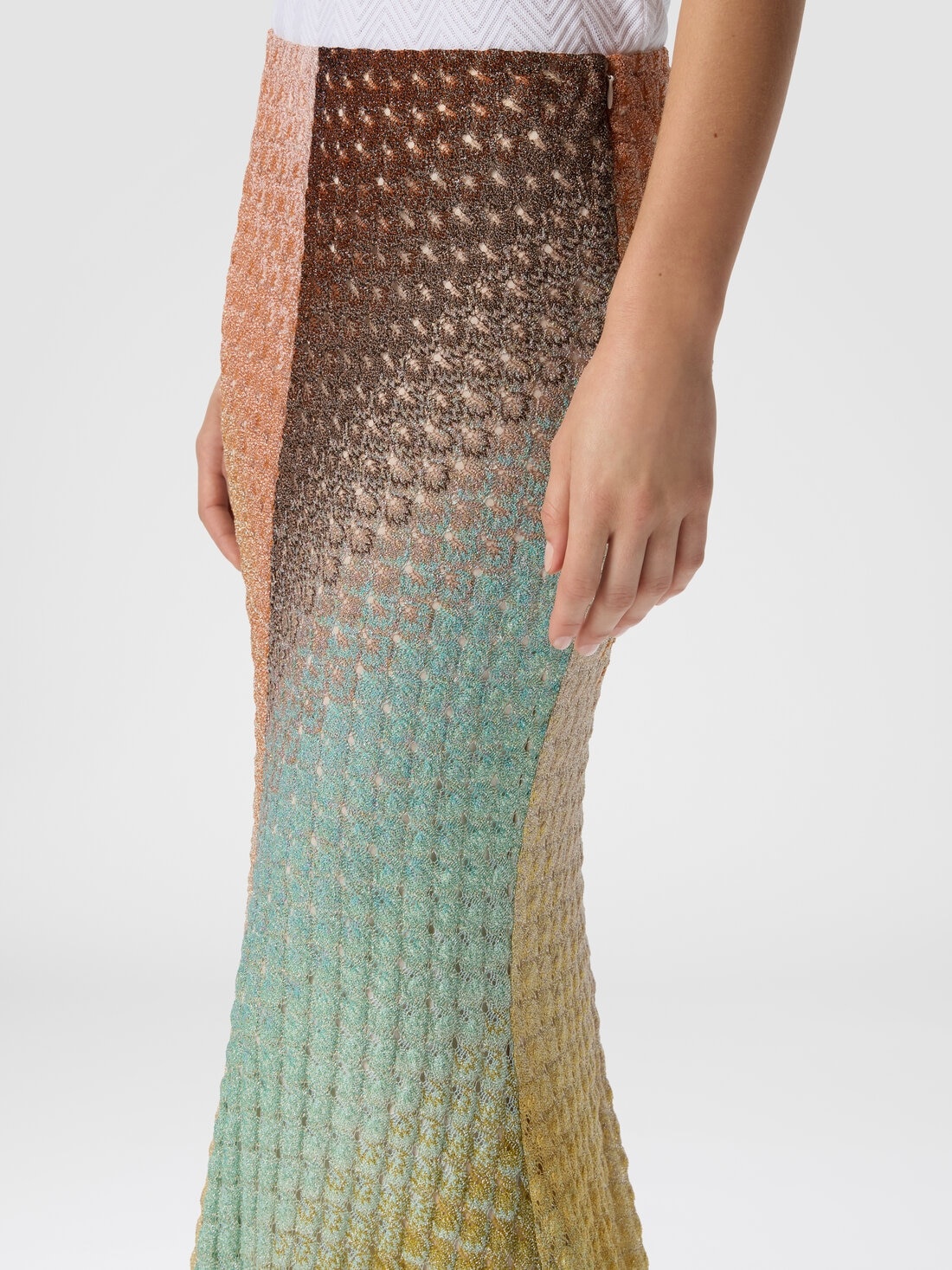 Dégradé flared long skirt in lace - 4