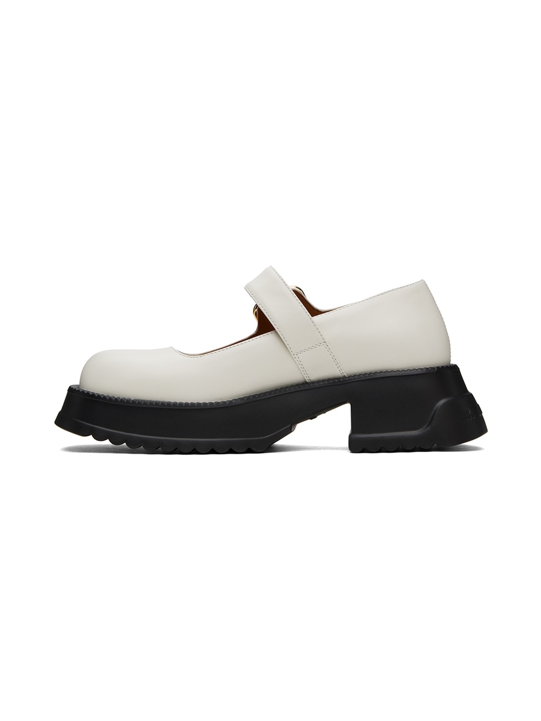 White Leather Mary Jane Loafers - 3