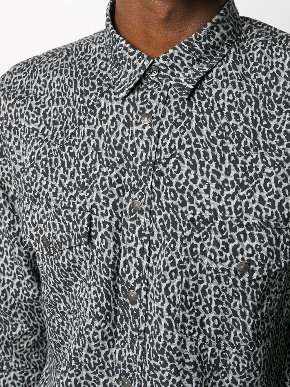 leopard print button-up shirt - 5