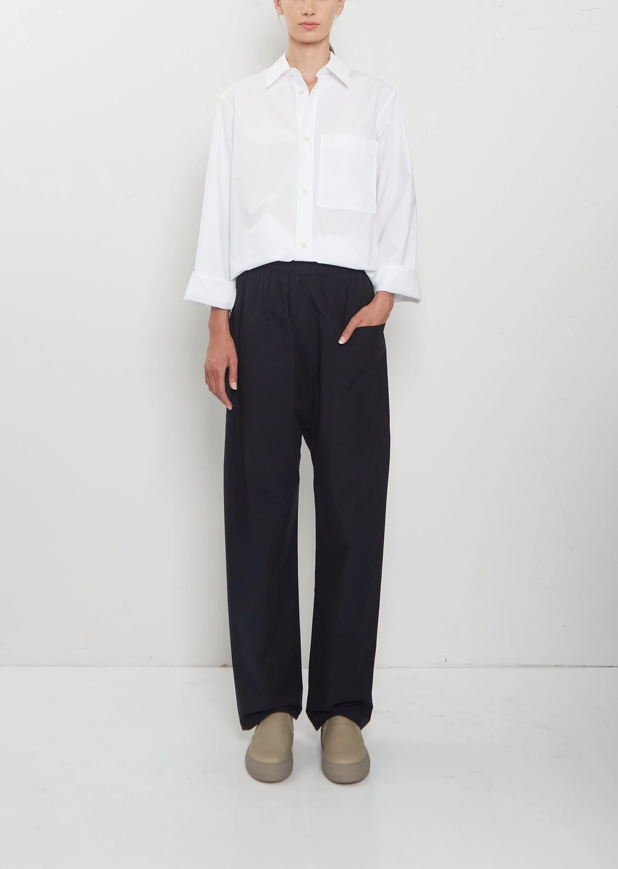 Paz Brushed Cotton Voile Pants — Midnight - 1