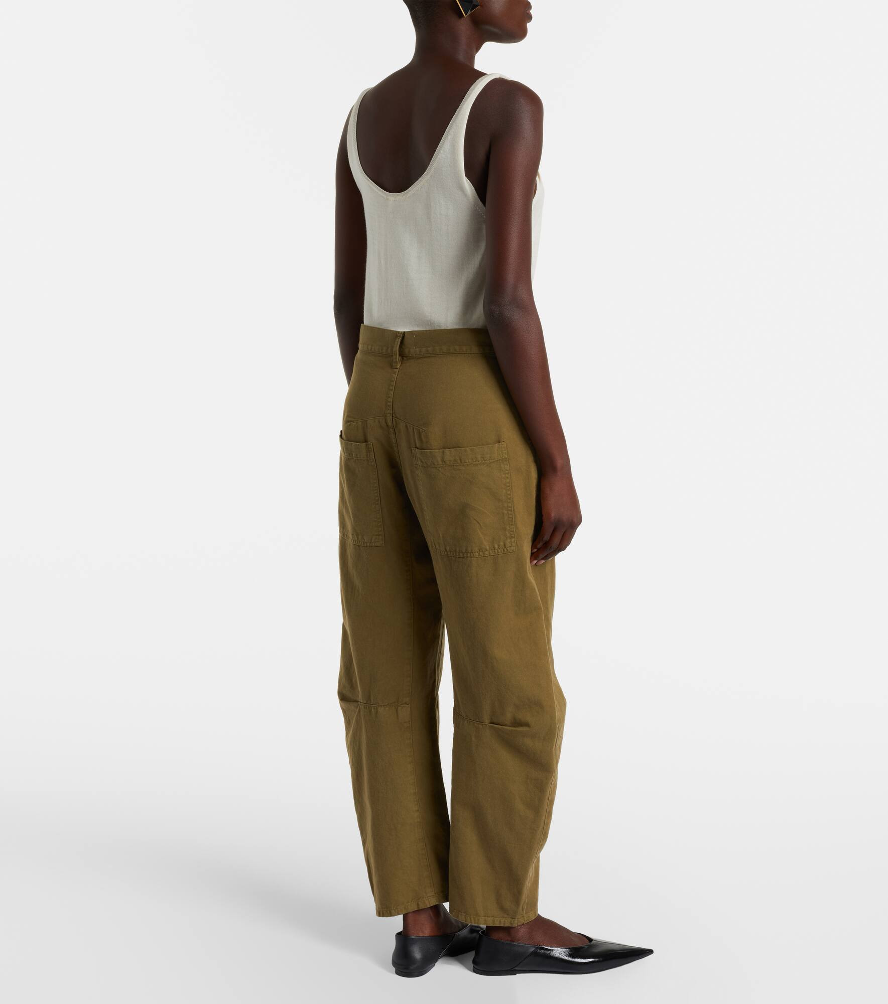 Shon cotton and linen barrel-leg pants - 3