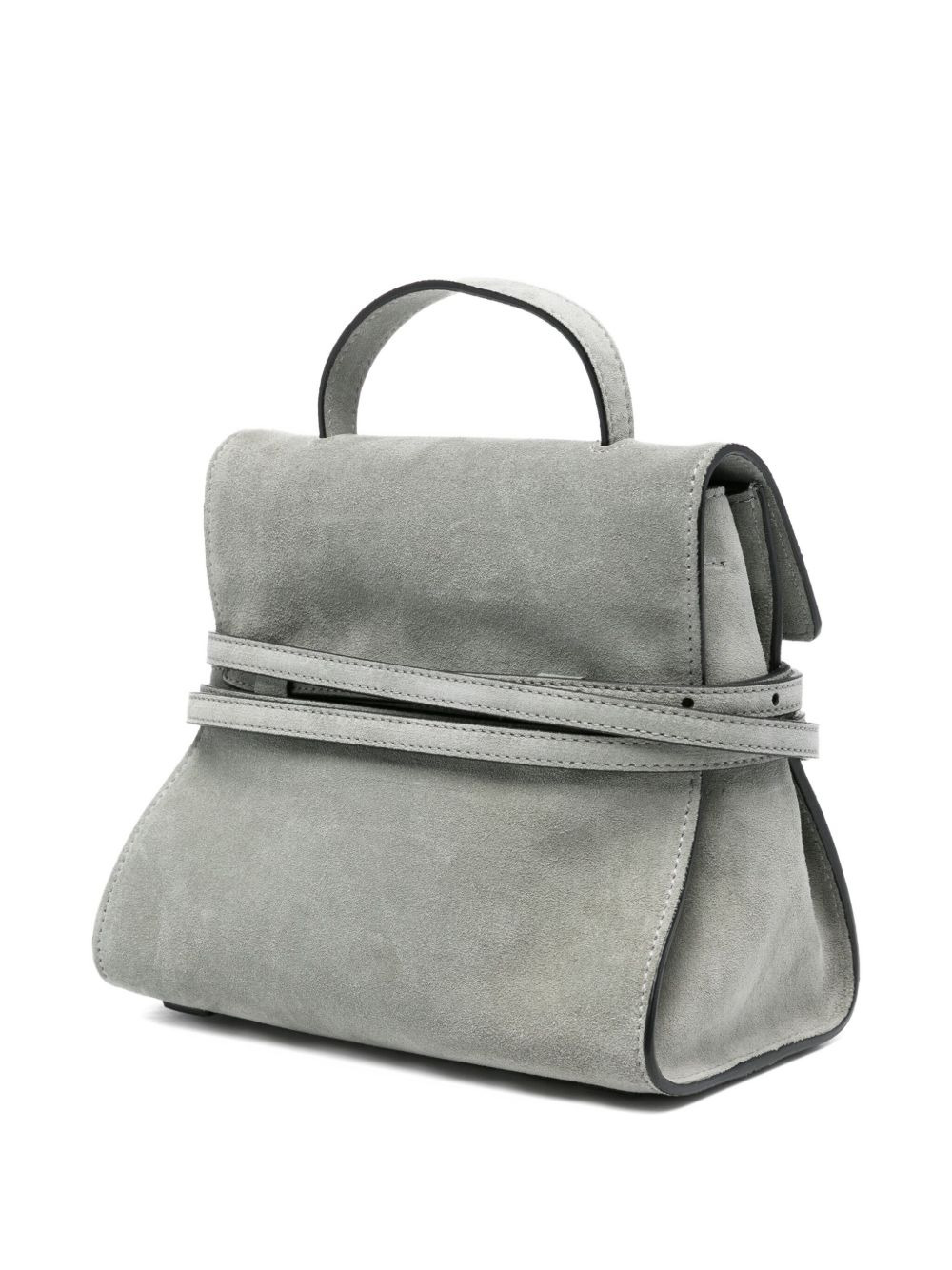 belt-details suede tote bag - 2