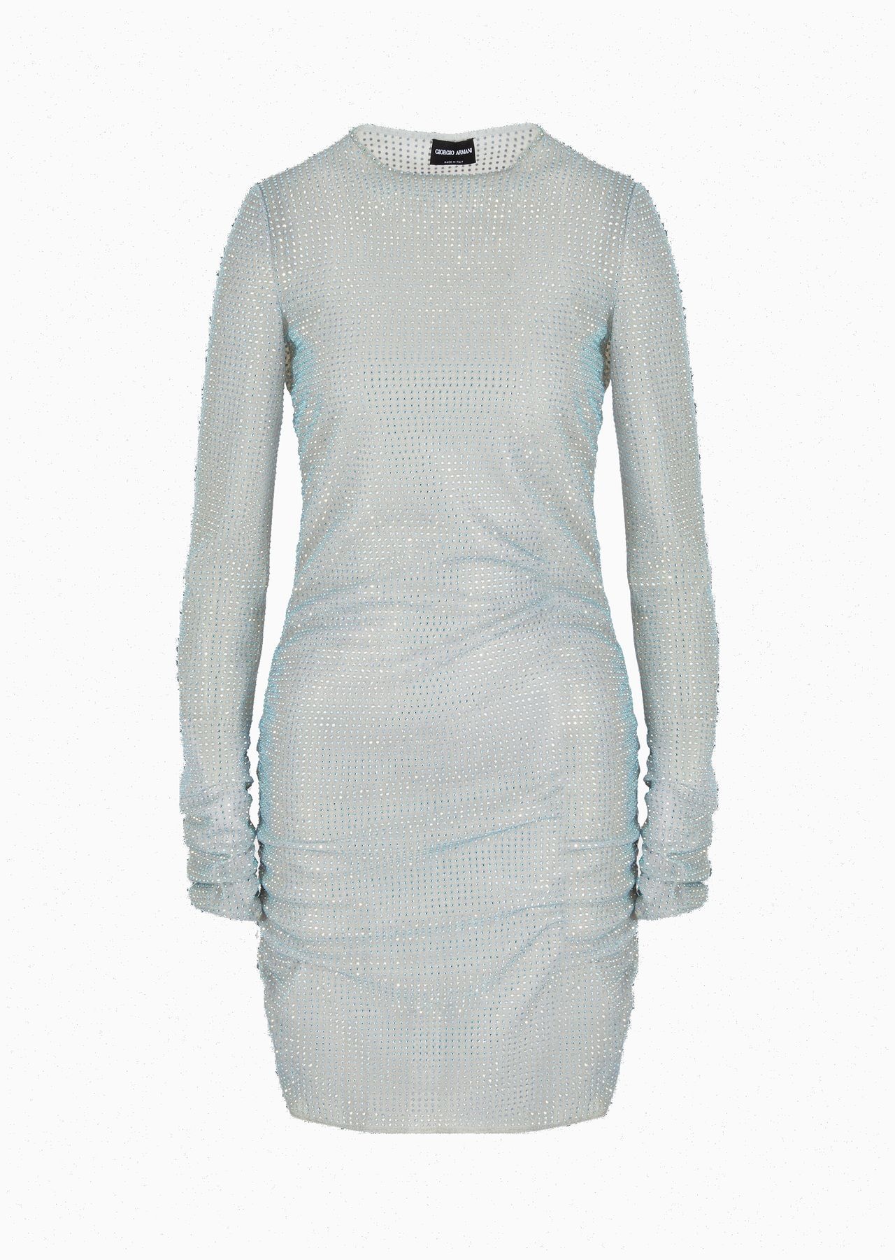 Short knit dress with all-over crystals - 1