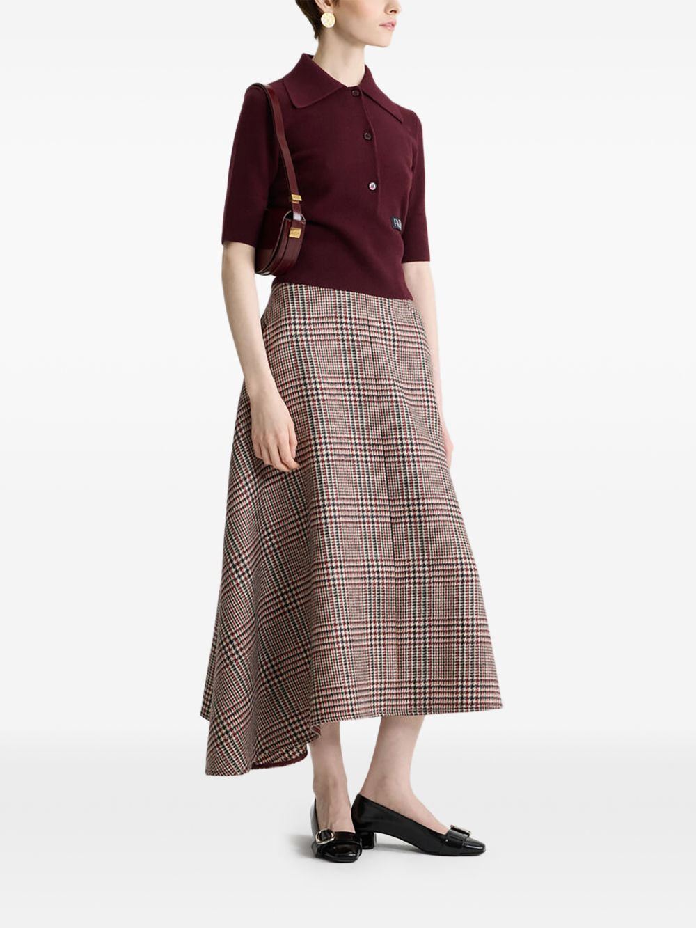 asymmetric houndstooth midi skirt - 2