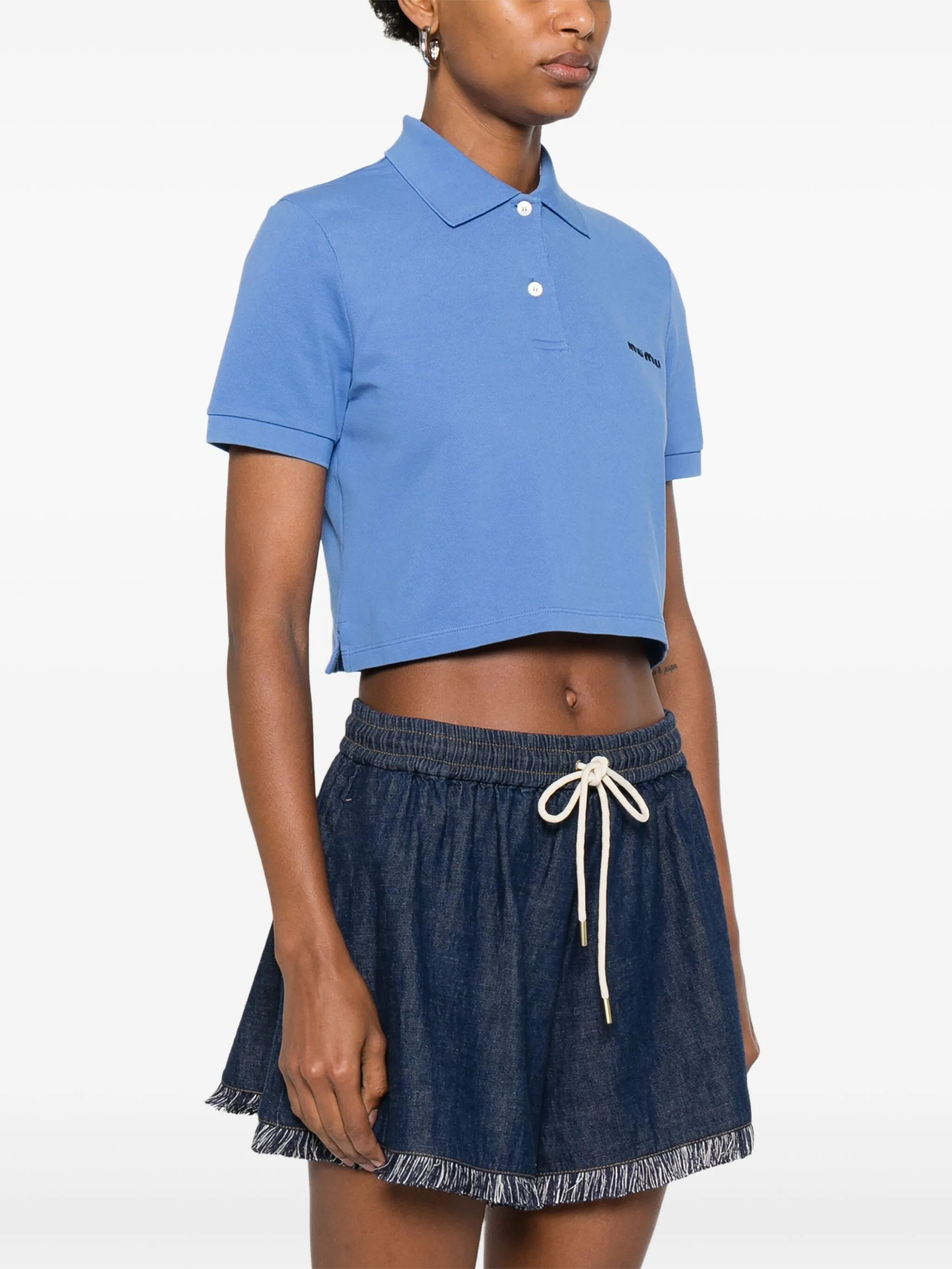 Miu Miu Logo-print Cropped Polo Top - 3